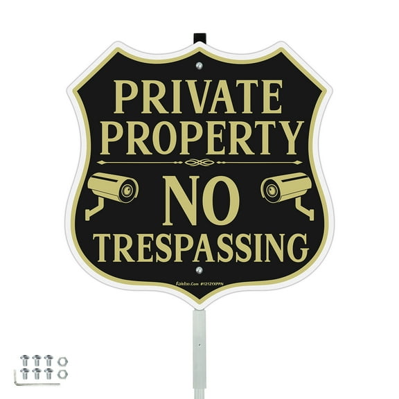 Faittoo No Trespassing Sign Private Property with 42" Stake, 12"x12" Rust Free Heavy Reflective Aluminum