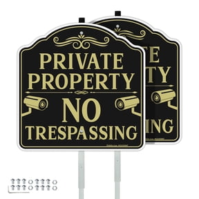 Faittoo No Trespassing Sign Private Property with 42" Stake, 2-Pack 12"x12" Rust Free Heavy Reflective Aluminum