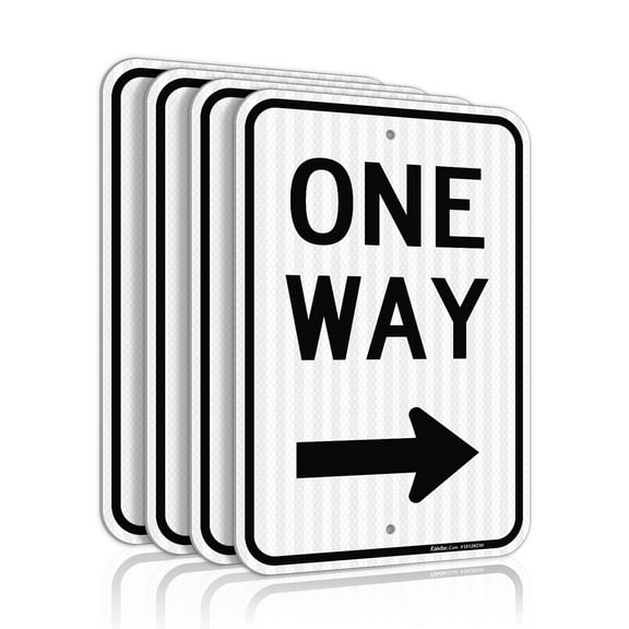 Faittoo One Way Sign with Left Arrow, (4 Pack) 18x12 Inches Engineer Grade Reflective Rust Free Aluminum Sign