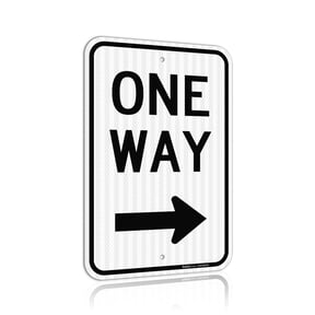 Faittoo One Way Sign with Right Arrow, 18x12 Inches Engineer Grade Reflective Rust Free Aluminum Sign