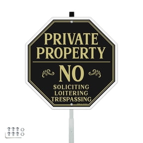 Faittoo Private Property No Soliciting Sign for House with 42" Stake, 10"x10" Rust Free Heavy Reflective Aluminum