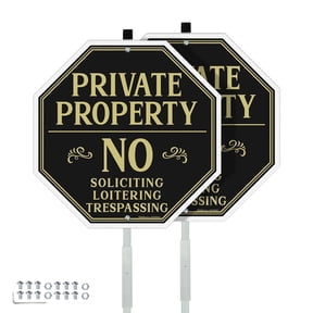 Faittoo Private Property No Soliciting Sign for House with 42" Stake, 2-Pack 10"x10" Rust Free Heavy Reflective Aluminum
