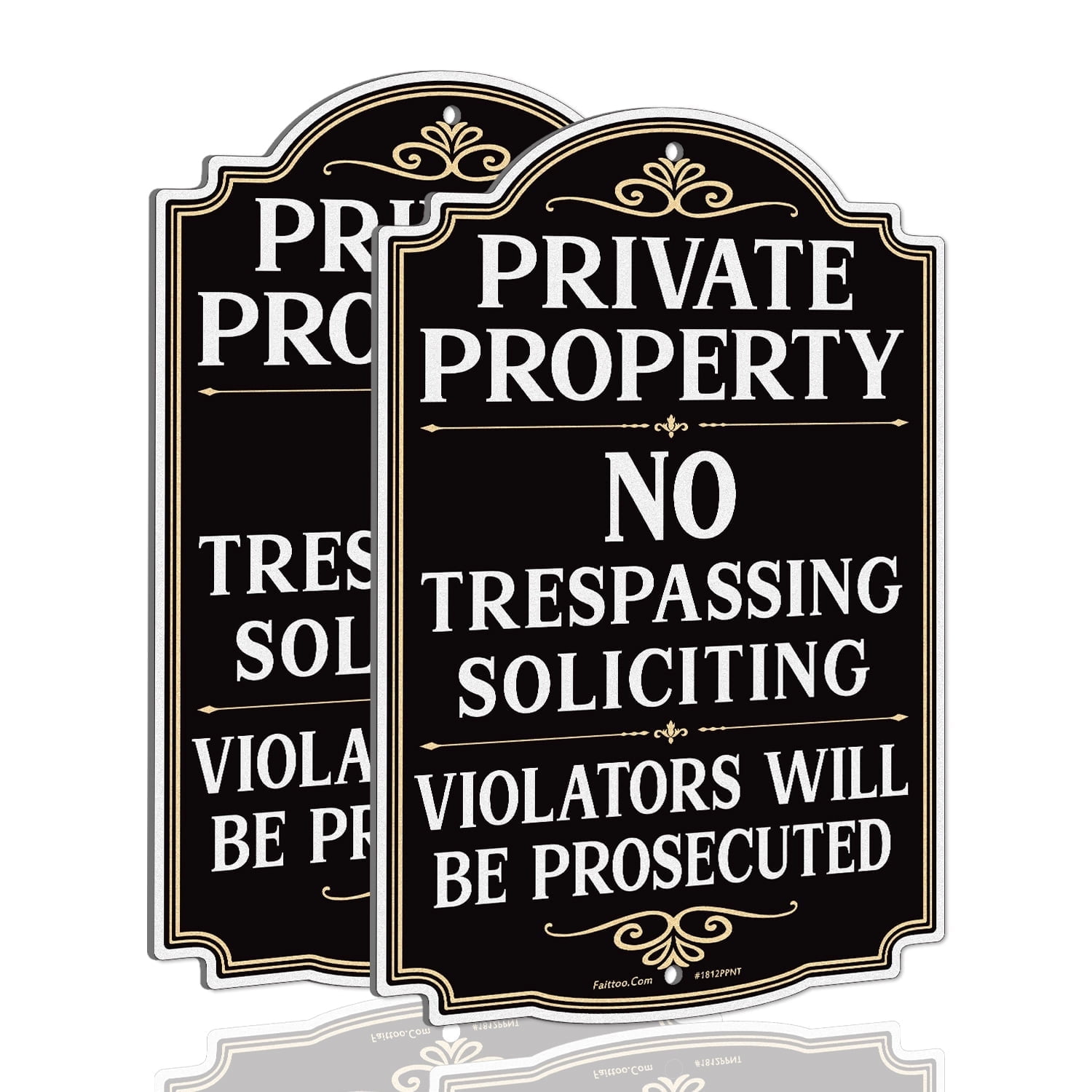 Cartello Proprietà Privata Vietato L'Accesso, Faittoo – 2 Pezzi 35x25 Cm In Alluminio Antiruggine Con Fori Preforati (Nero)