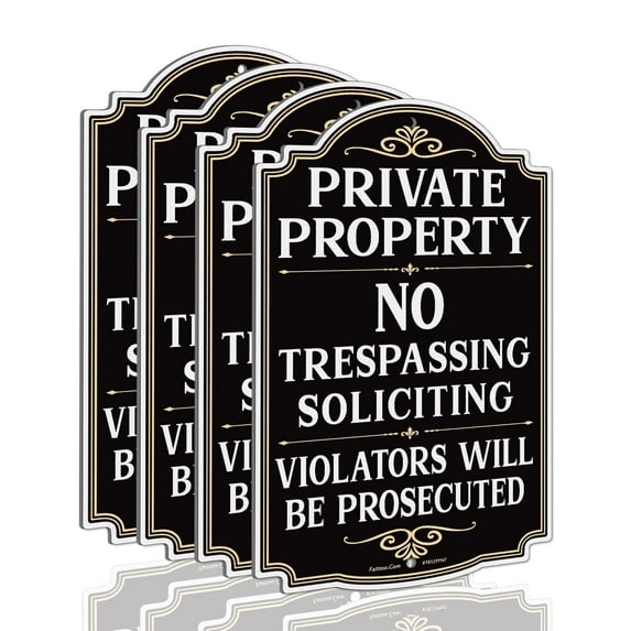 Faittoo Private Property No Trespassing Sign, Violators Will Be Prosecuted, 4-Pack 17.5 x 11.6 Inch Reflective Aluminum Warning Sign