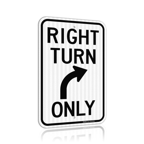 Faittoo Right Turn Only Sign, 18 x 12 Engineer Grade Reflective Sheeting Rust Free Aluminum Sign
