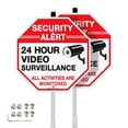 thumbnail image 1 of Faittoo Security Video Surveillance Sign - 2-Pack 12"x12" Reflective Rust-Free Aluminum, 36" Outdoor Stake, Red/Black/White, 1 of 7