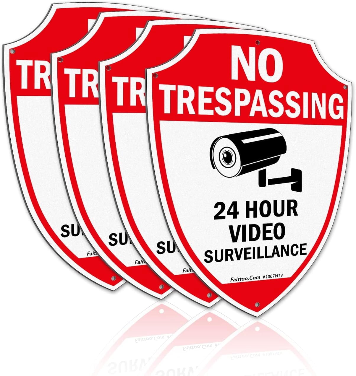 Security Camera. Sign Faittoo No Trespassing Sign, Video Surveillance Signs Outdoor, 4-Pack ...