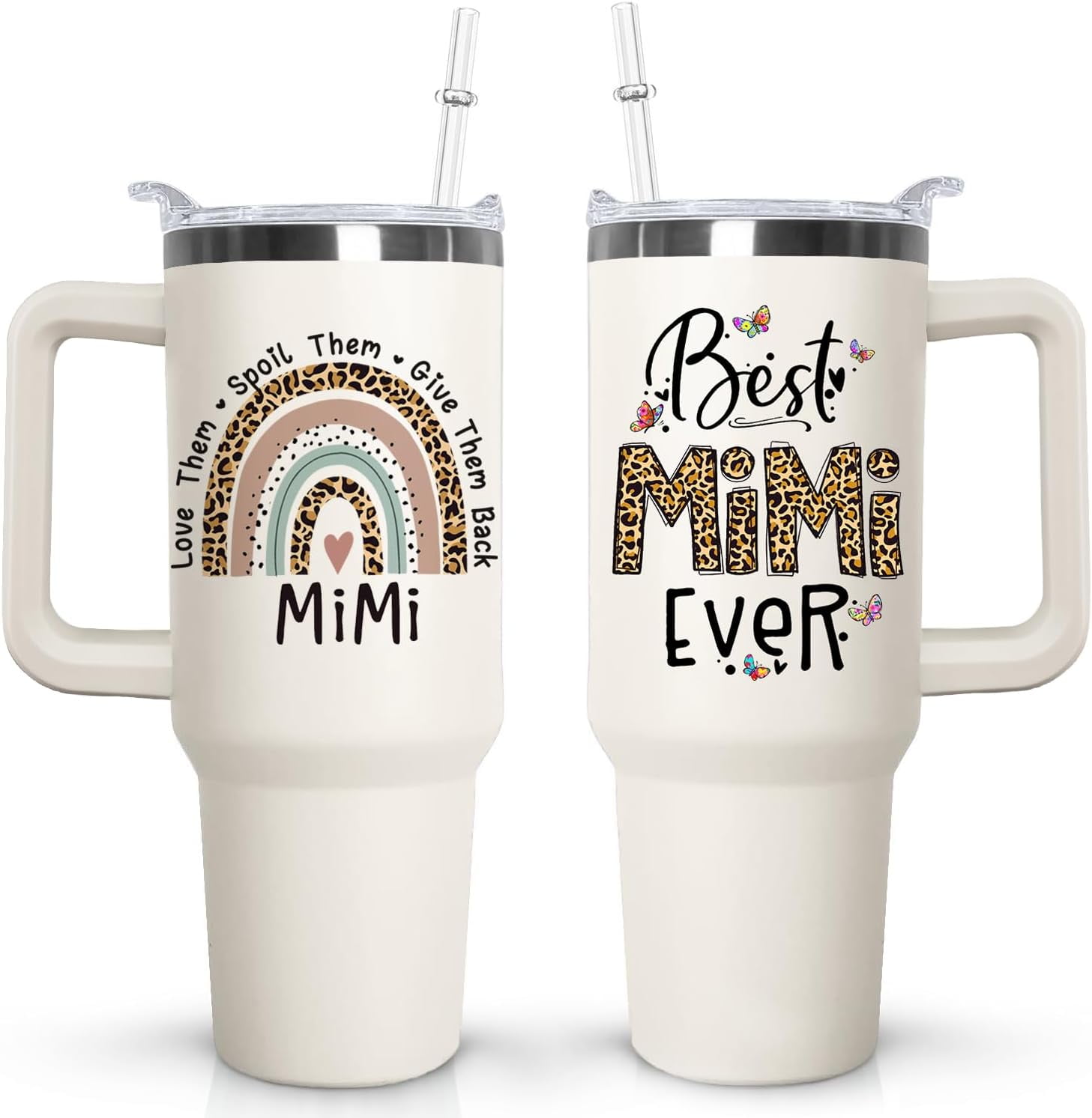 Faixsrc Mimi Tumbler with Handle Lid and Straw, 40 oz Best Mimi Ever