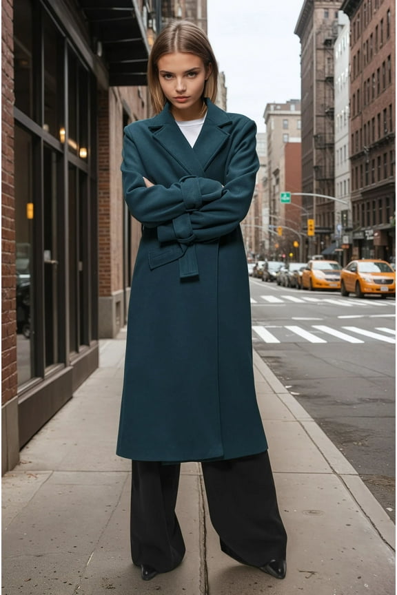 Wool Coat, Dark Teal, Size S