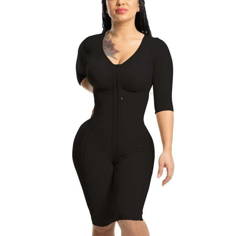 Faja Colombiana Full Body Shaper Post-Surgical Sleeves And Bra With Sleeves  & Bra Postpartum Recovery One Piece Shapewear 
