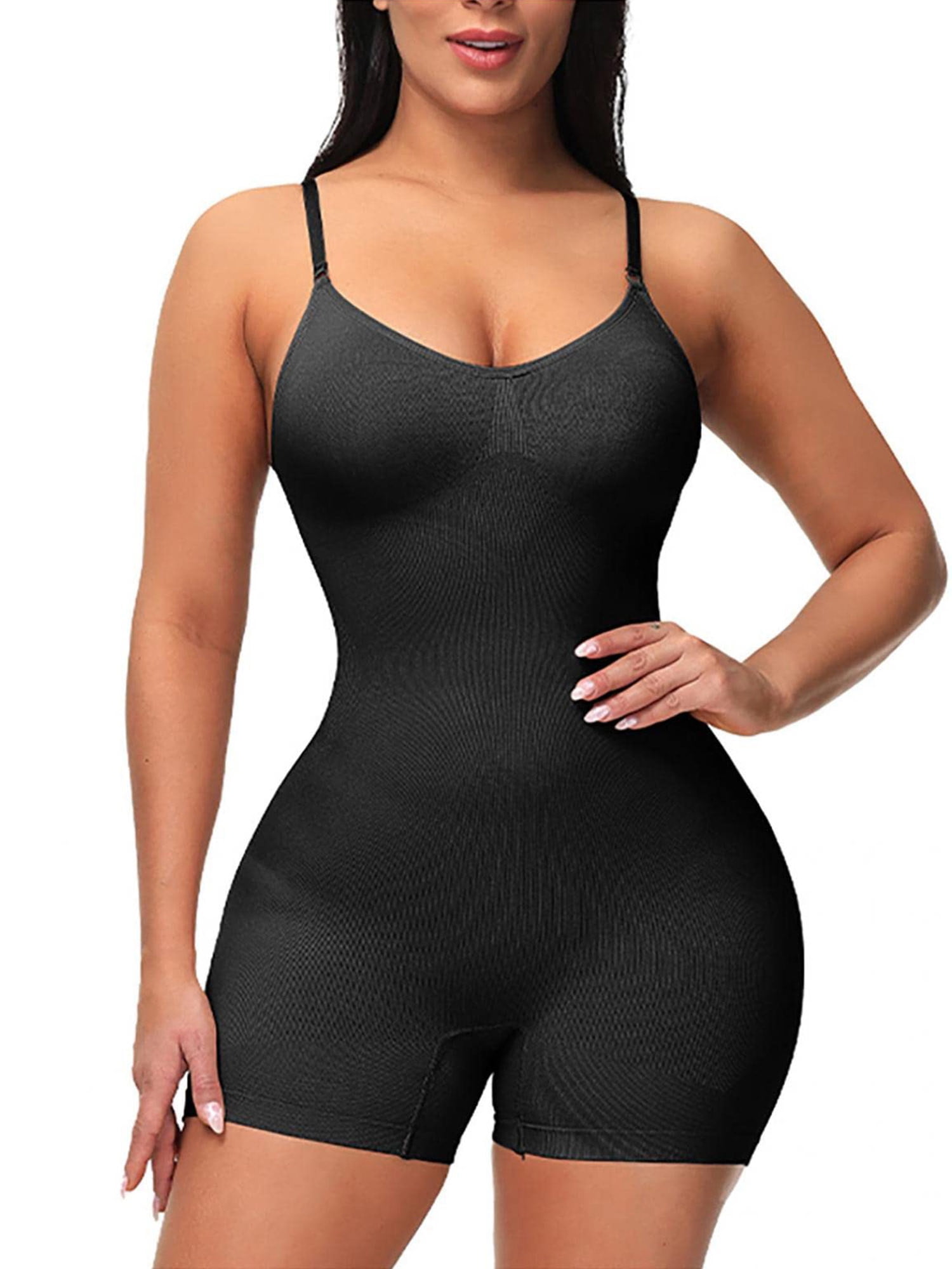  Women V Neck Spaghetti Strap Bodysuits Open Crotch Shapewear  Slimming Body Shaper Smooth Out Bodysuit apricot XS : Clothing, Shoes &  Jewelry