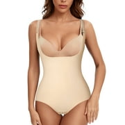 Faja Shapewear for Women Tummy Control Open Bust Body Shaper Seamless Bodysuits with Adjustable Strap