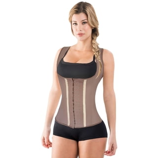 Fajas Colombianas Reductoras Chaleco Latex | Waist Cincher Trainer Vest Corset | 3 Hooks Cocoa 212C3