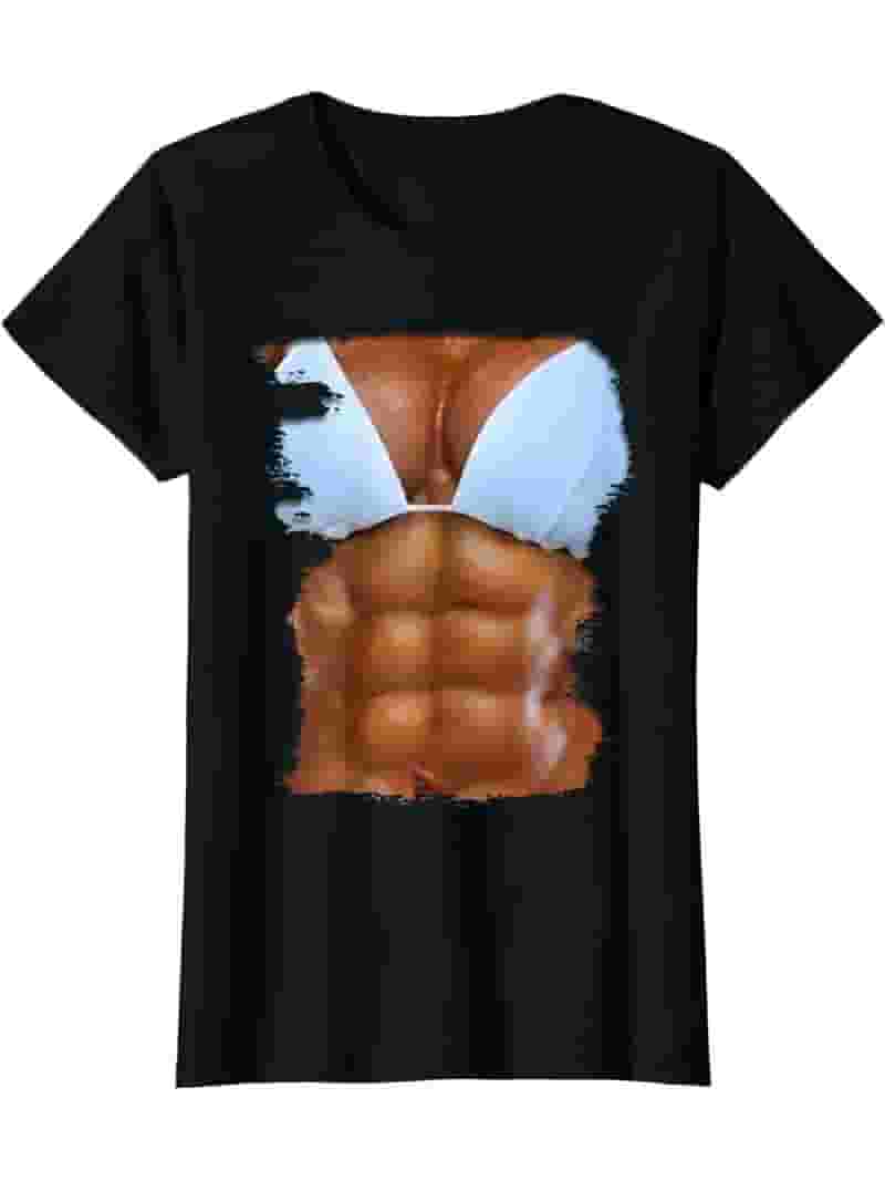Fake Abs T Shirt Funny Bikini Body Muscle Six Pack 3d Fake Abs T Shirt Funny Bikini Body Muscle Six Pack 3d
