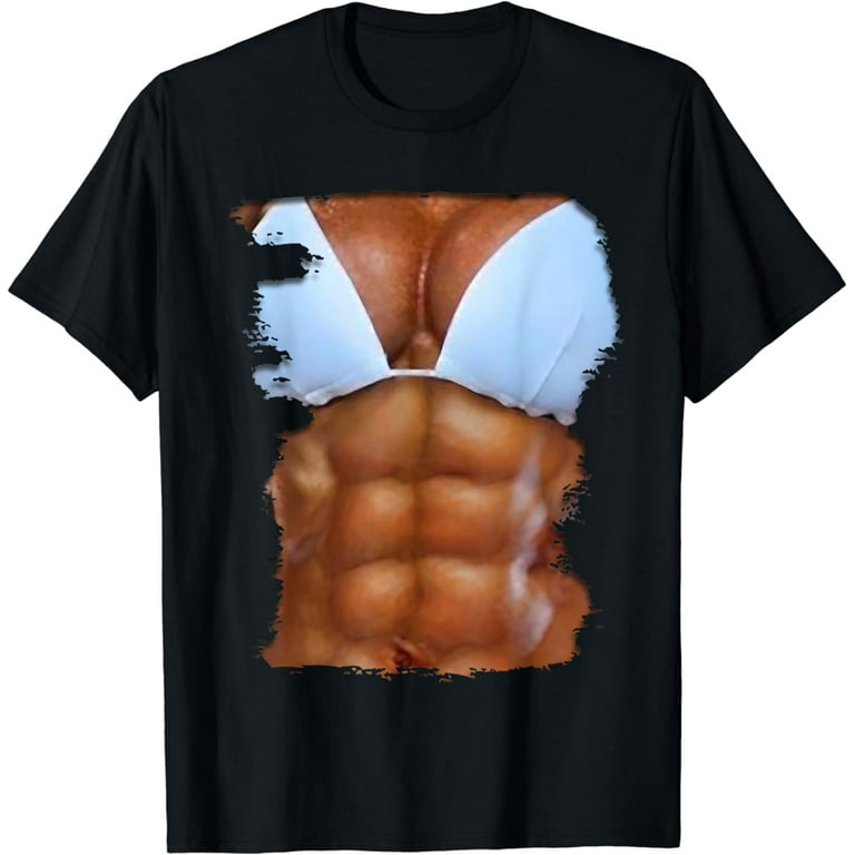 Fake Abs T Shirt Funny Bikini Body Muscle Six Pack 3d Fake Abs T Shirt Funny Bikini Body Muscle Six Pack 3d