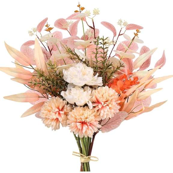 Fake Artificial Flowers Bouquet for Decoration, Silk Flower Arrangements Faux Flowers Plant Wedding Bride Bouquets Tables Centerpieces for Rustic Home Decor Indoor Vase Floral Table Decor (Champagne)