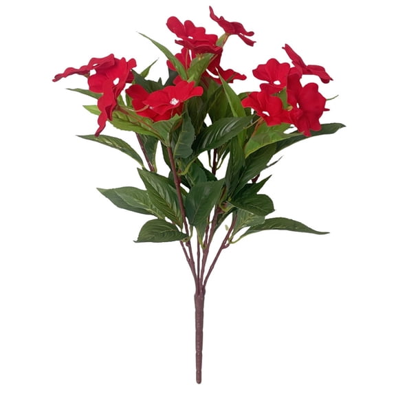 Artificial Impatiens Bouquet 1 Bundles Outdoor Silk Flowers UV Resistant for Garden Patio Balcony Hanging Basket Planter Wedding Fall Decor Indoor Outdoor