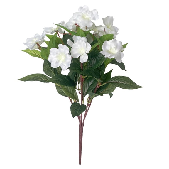 Fake Artificial Impatiens Bouquet 1 Bundles Outdoor Silk Faux Flowers UV Resistant for Garden Patio Balcony Hanging Basket Planter Wedding Fall Decor Indoor Outdoor