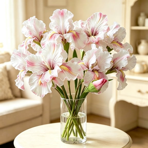 Fake Artificial Iris Flowers, Home Decoration, 17.7x5.5x5.5 Inch Multicolor Decorative Artificial Flowers, EVA Touch Bearded Realistic Floral For Living Room