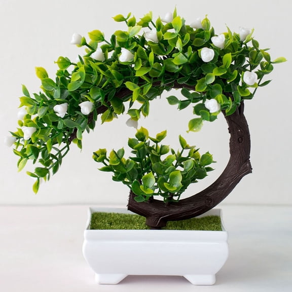 Fake Artificial Pot Plant Bonsai Potted Pine Tree Home/Office Display Decor Prop White