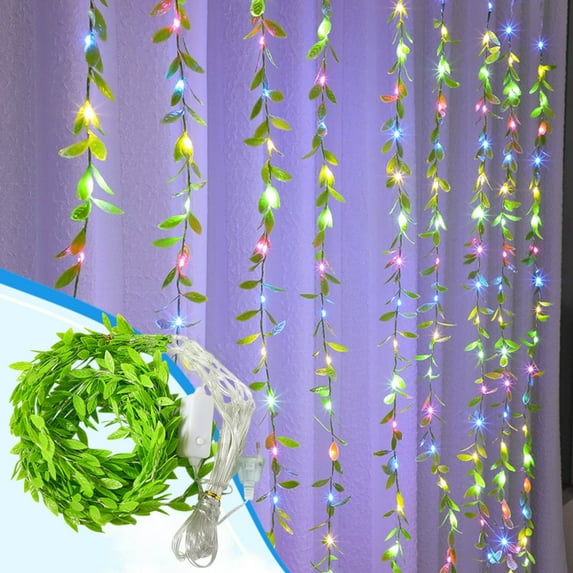 Fake Artificial Vines for Room Decor Ivy For Bedroom, 10 Total 200 LED Curtain String Lights, Fake Plant Rattan Hanging Garland For Wedding Party Patio Wall And Indoor Outdoor Decor