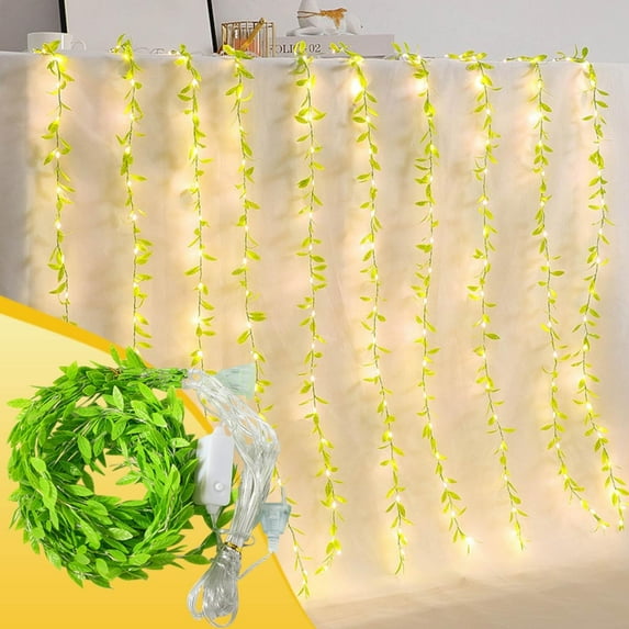 Fake Artificial Vines for Room Decor Ivy For Bedroom, 10 Total 200 LED Curtain String Lights, Fake Plant Rattan Hanging Garland For Wedding Party Patio Wall And Indoor Outdoor Decor