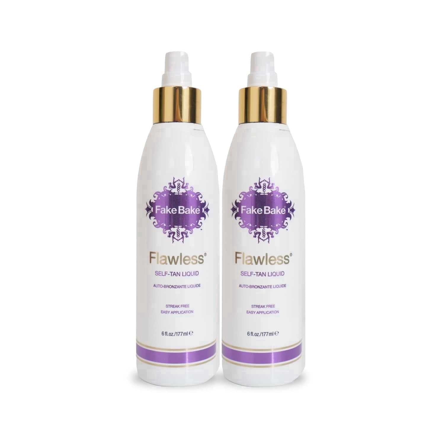 Fake Bake Flawless Self-Tanning Liquid, Long-Lasting Natural Glow for All Tones–Sunless Tanner Includes Mitt for Easy Application– 6 oz(Pack of 2)