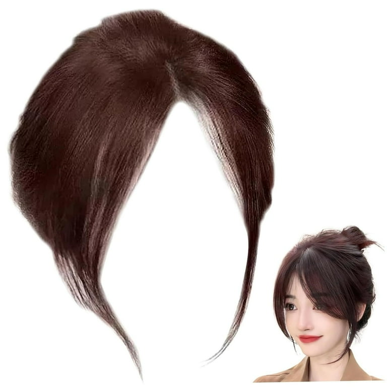 Fake Bangs Wigs for Women Hair Pieces Partial Hairpiece 9.8 inch Natural Clip Breathable Human Hair Topper Realistic Lightweight for Men and Women
