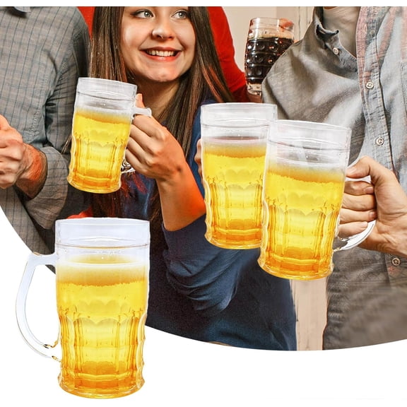 Fake Beer Mug Double Layer Plastic Model Cup with Handle