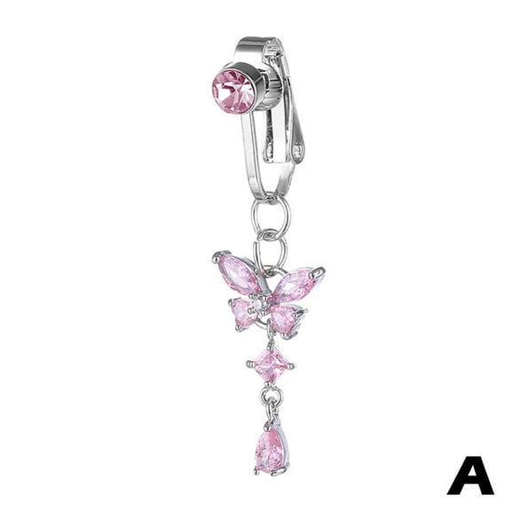 Fake Belly Piercing, Butterfly Magnetic Fake Belly Button for Women - Non Pierced Body Jewelry