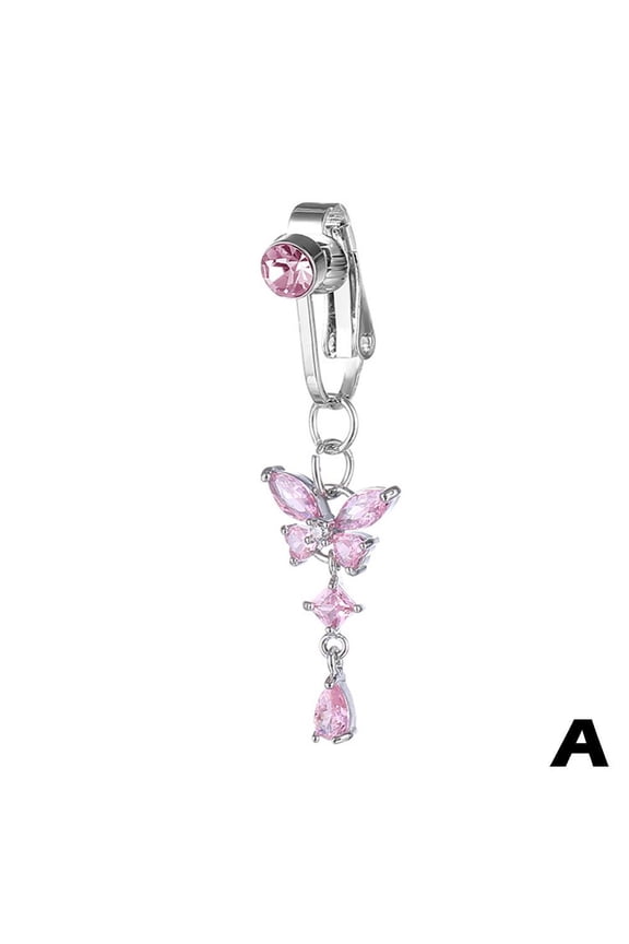 Fake Belly Piercing, Butterfly Magnetic Fake Belly Button for Women - Non Pierced Body Jewelry