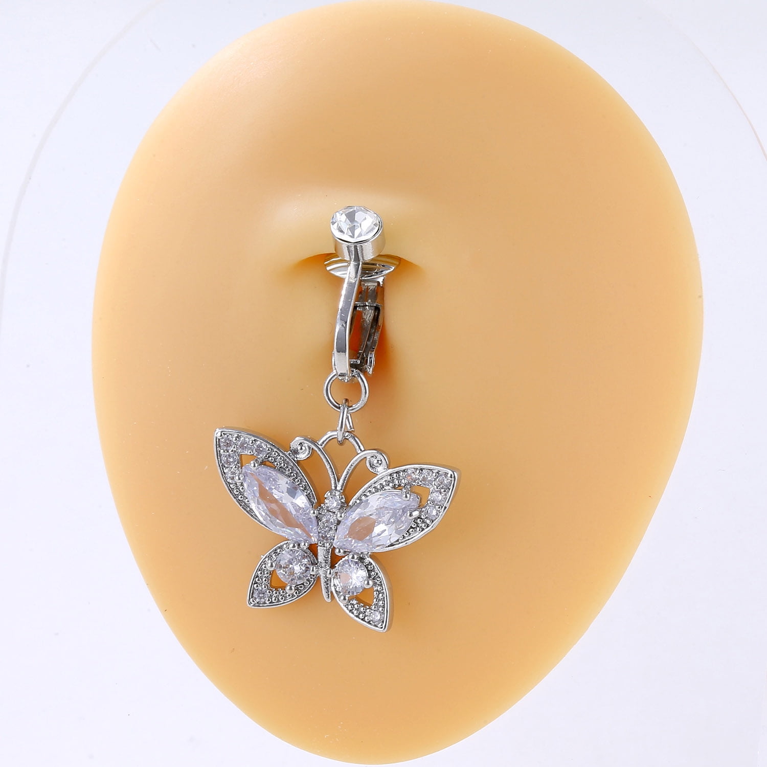 Fake Belly Ring Butterfly Zircon Fake Belly Piercing Clip On Umbilical Navel Belly Button