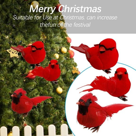 Fake Birds under $5! Cagogo Artificial Birds for Christmas Decor, Fake Foam Birds for Wedding Decoration, Realistic Birds for Tree Decor, Christmas Ornament Birds for Venue, Decorative Birds for