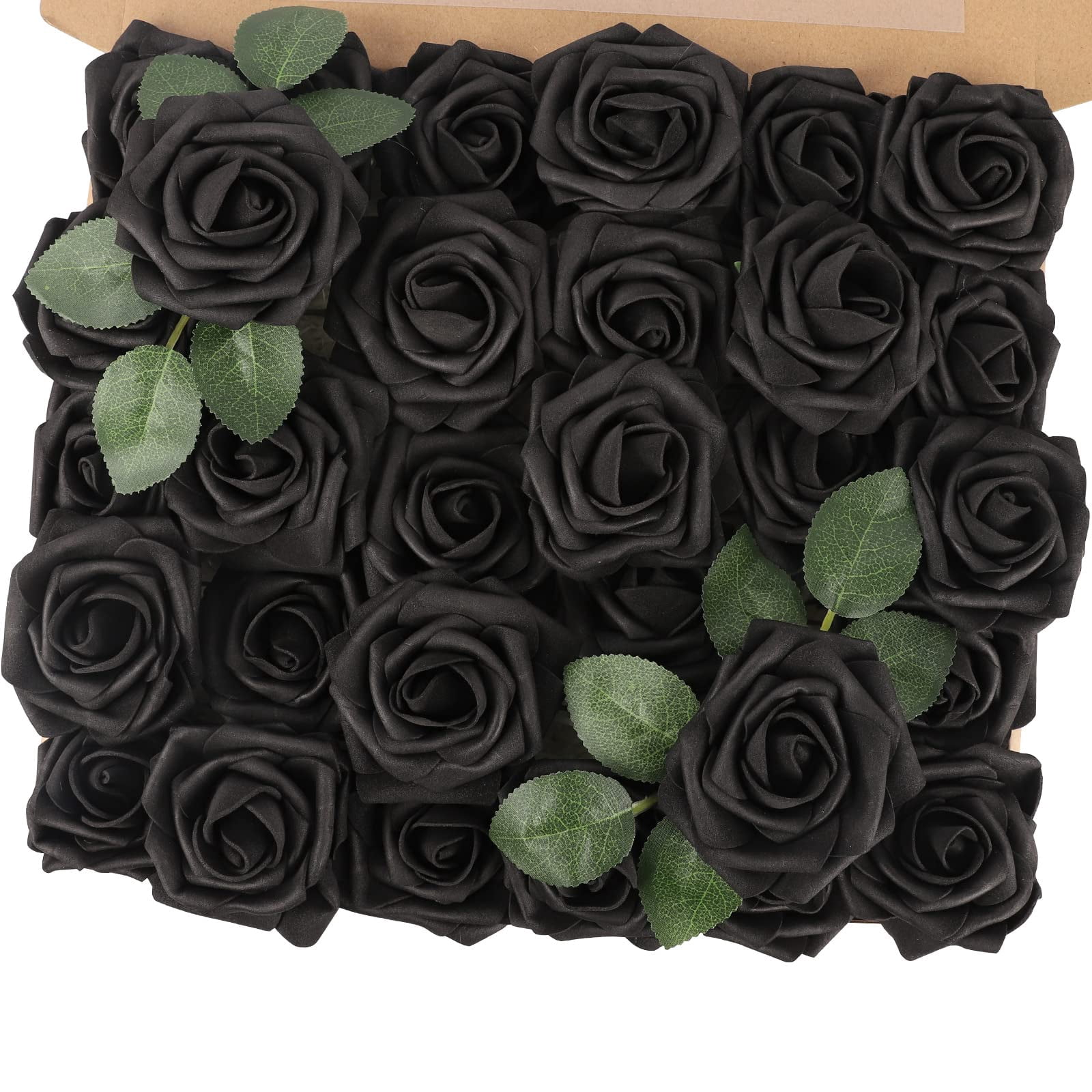 Fake Black Roses 30PCS, Premium PE Foam Flowers for DIY Bridal Bouquets ...