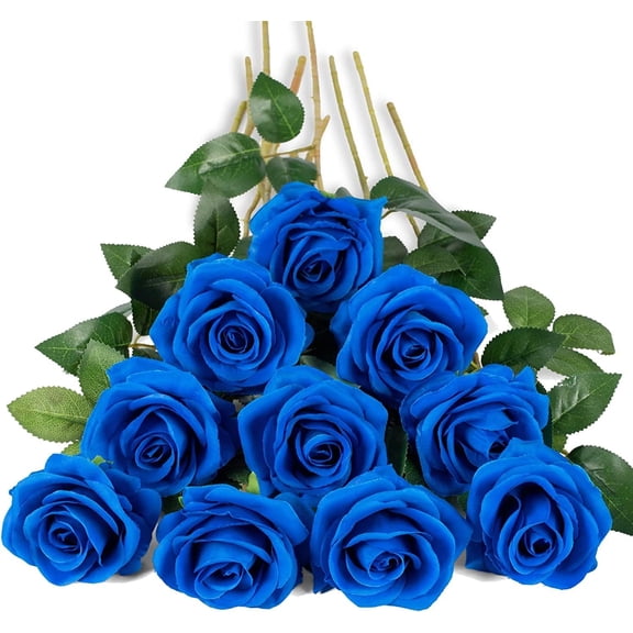 Fake Black Roses Artificial Silk Flowers Faux Rose Flower Long Stems Bouquet for Arrangement Wedding Centerpiece Party Home Kitchen Decor (Black)