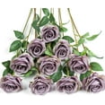 thumbnail image 1 of Fake Black Roses Artificial Silk Flowers Faux Rose Flower Long Stems Bouquet for Arrangement Wedding Centerpiece Party Home Kitchen Decor (Black), 1 of 5