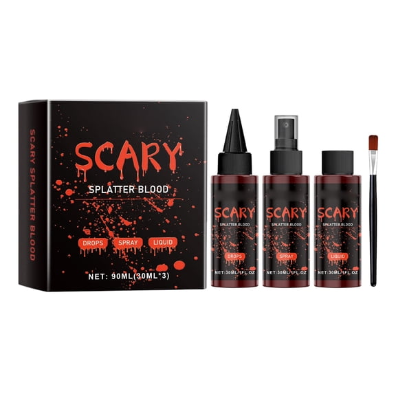 Fake Blood Kit Washable Special Effects Makeup Set for Halloween Party Vampire Zombie Stage and Haunted House Events