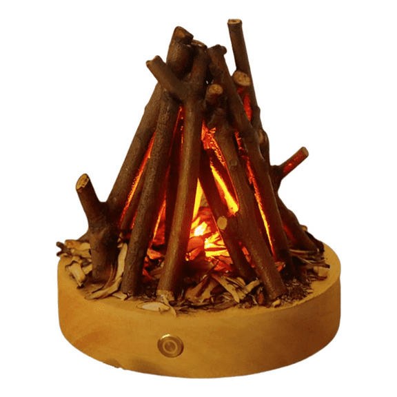 Fake Bonfire Night Light USB Rechargeable 3 Modes Fire Lamp Flameless Candle Flame with White Noise