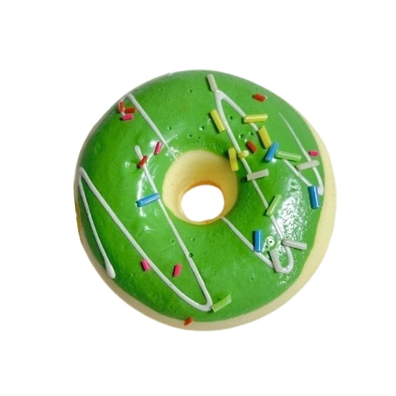 Fake Bread, Donut Ornament, 2.4inDiameter, Pu Material, Stress Relief Toy, Sensory Fidget, Desktop Decor, Green Icing, Multicolor Sprinkles, 1 Pc
