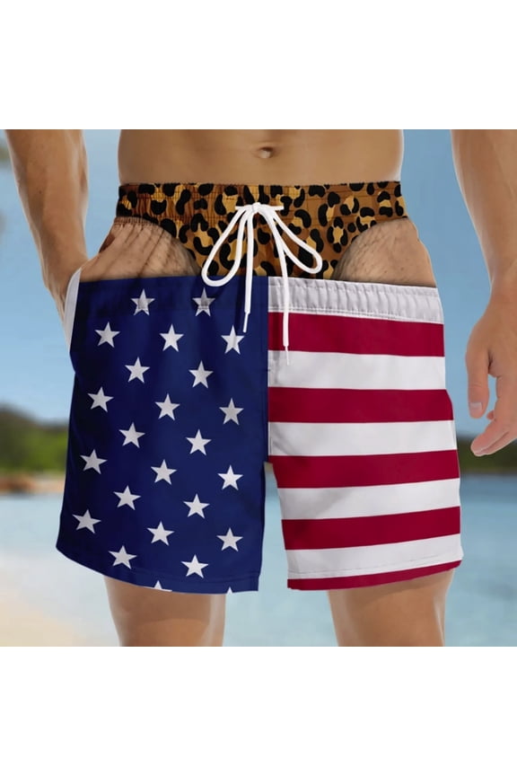 Briefs Board Shorts Funny Patriotic Swim Trunks for Men 3d Graphic Beach Shorts Summer Gag Gift