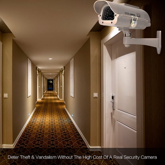 Fake CCTV Surveillance Camera, Blinking LED, Adjustable Angle, Indoor/Outdoor Security Deterrent