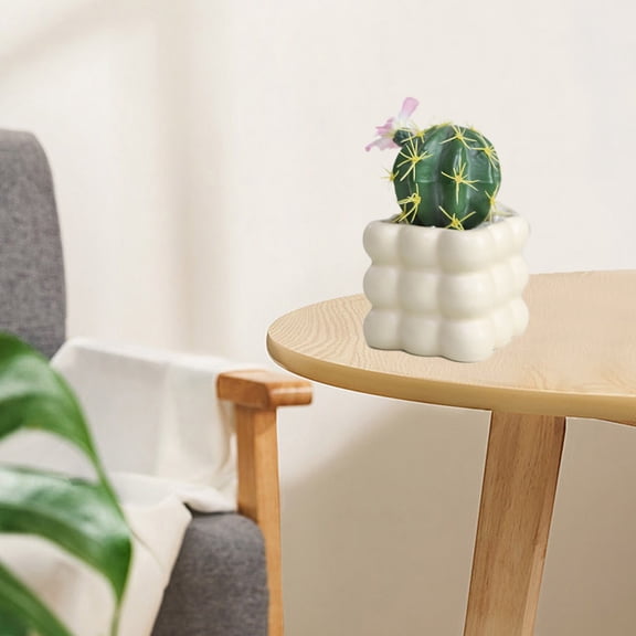 Fake Cactus Plant Fake Cactus in Ceramic Pot Pink Flower Desk Office Home Decoration Artificial Plant Ornament Easy Care No Watering Artificial Cactus Flower