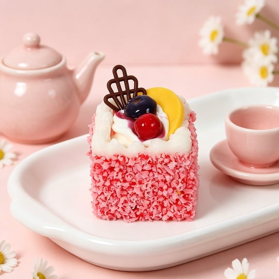 Fake Cake Prop,Realistic Artificial Fruit-Topped Square Cakes for Bakery Display,Photography Props,Food Model Decor Showcase Display