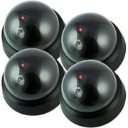Fake Camera, Fakes Security Camera Outdoors, Dummy Dome Security Camera, Wireless Surveillance System Realistic Look with Flashing red LED Light for Home or Business Pack of 4
