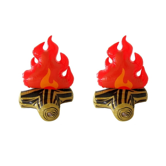 Fake Campfire Inflatable Toys 2pc Blow Up Bonfire Fireplace Logs Camping Supply Pool Party Decor