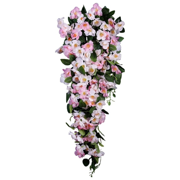 Fake Cherry Blossom Hanging Garland, Artificial Flower Vine for Bedroom Living Room, Silk Floral Wall Decor for Spring Wedding teen Shower Party, A Bunch of Artificial Flowers