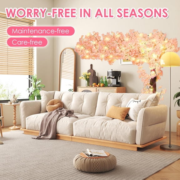 Fake Cherry Tree with Simulated Branch and Rattan Design for Indoor Outdoor Decoration(Champagne)