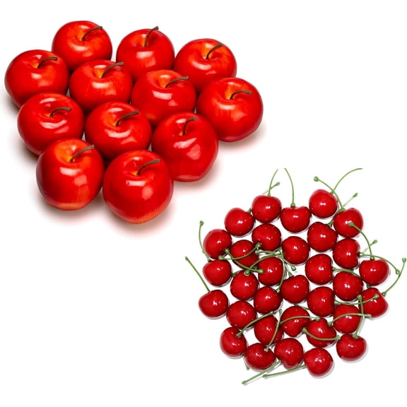 Fake Cherry and Apples 62Pcs