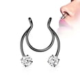 thumbnail image 1 of Fake Clip on Horseshoe with Forward Facing Prong Set CZ, 1 of 8
