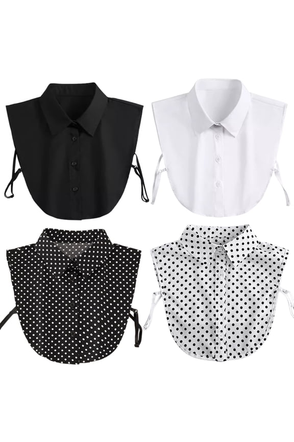 Fake Collar 4 Pcs Detachable False Dicky Collar Half Shirts Round for Women Outfits Costume Accessories